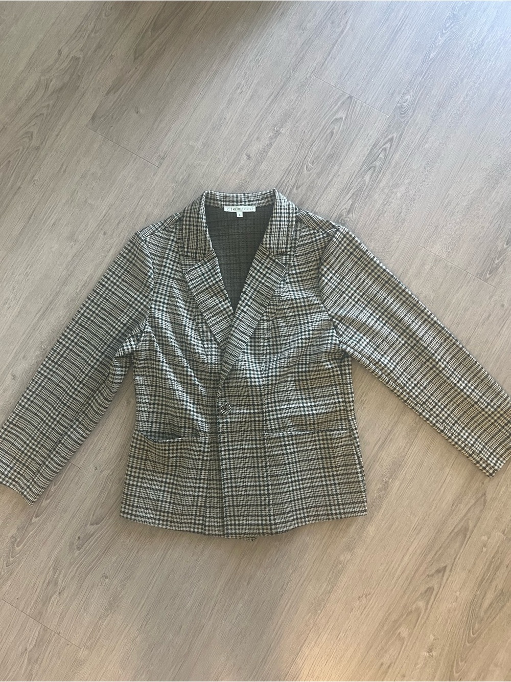 cleo Black & White Glen Plaid Blazer Jacket